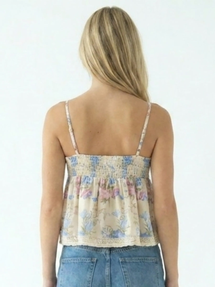 ANAIS - SLEEVELESS BLOUSE WITH PINTUCK & LACE