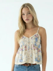 ANAIS - SLEEVELESS BLOUSE WITH PINTUCK & LACE