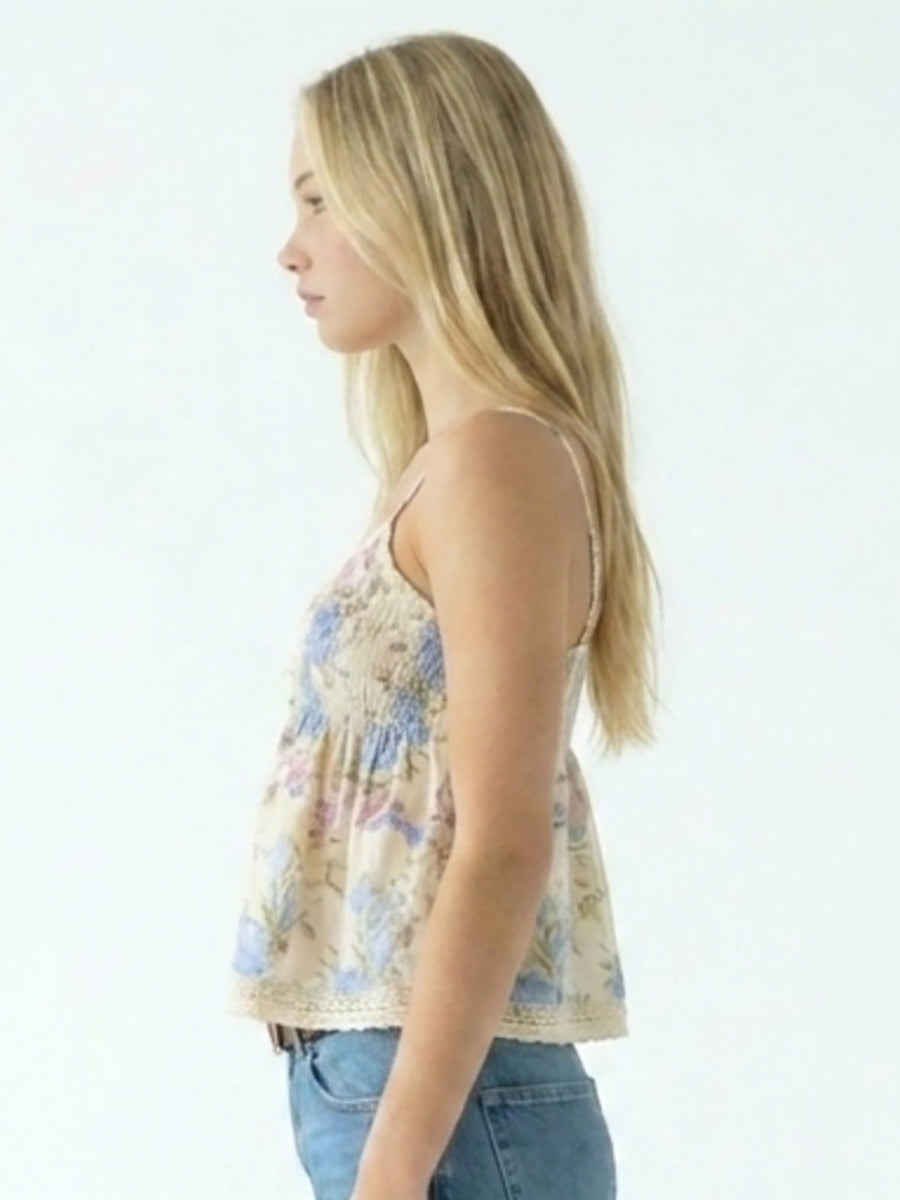ANAIS - SLEEVELESS BLOUSE WITH PINTUCK & LACE