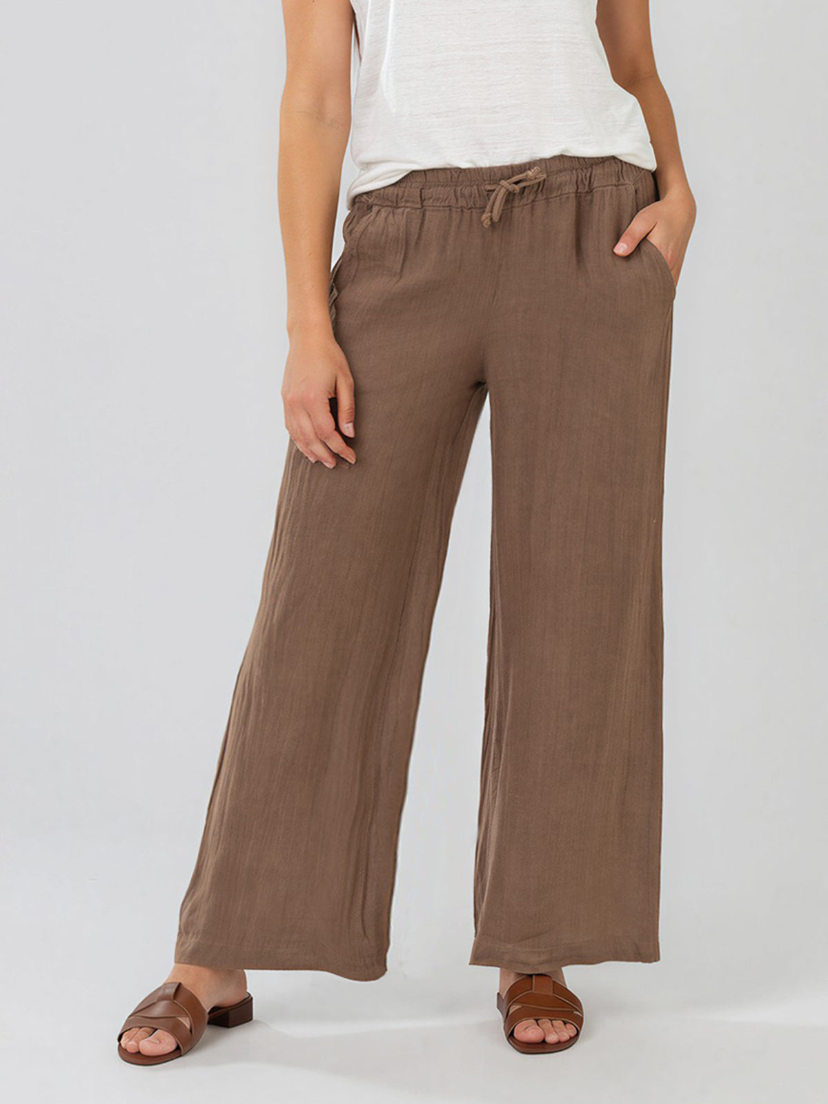 DREW - LINEN WIDE LEG PULL ON