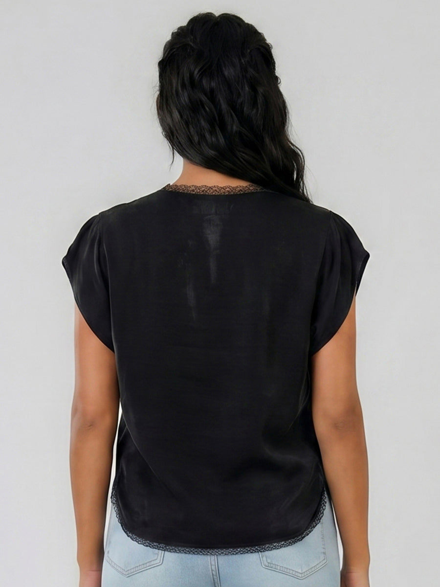 NELLA  - JACQUARD SHORT SLEEVE BLOUSE