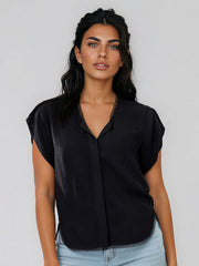 NELLA  - JACQUARD SHORT SLEEVE BLOUSE