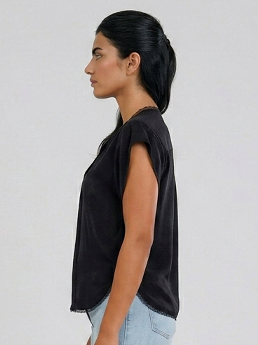 NELLA  - JACQUARD SHORT SLEEVE BLOUSE