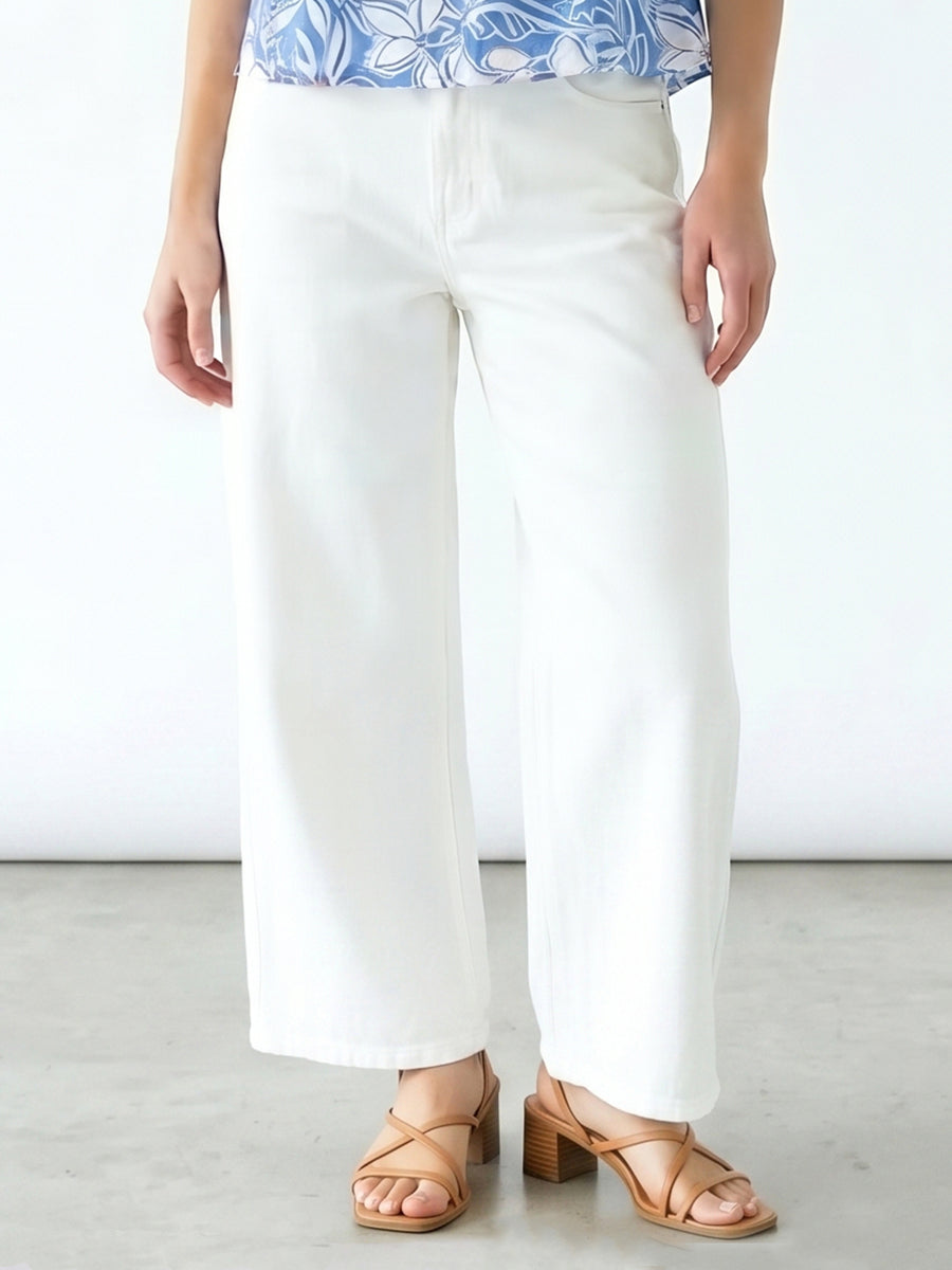 PAULINA - SLIM PALAZZO JEAN WHITE