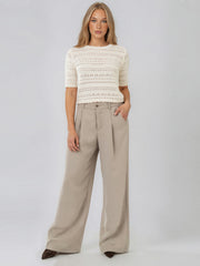 SABRINA – CREWNECK POINTELLE SHORT SLEEVE SWEATER