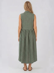 SOLEIL – SLEEVELESS LINEN MIDI DRESS