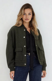 TATIANA - HERRINGBONE BOMBER JACKET