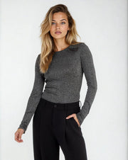 KYLIE - LONG SLEEVE LUREX TOP