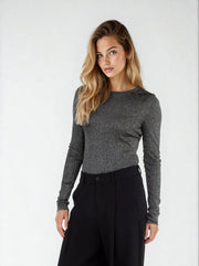 KYLIE - LONG SLEEVE LUREX TOP