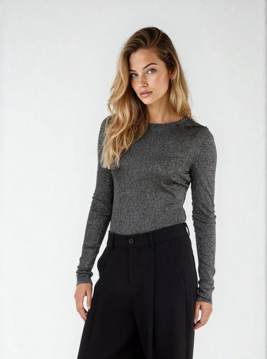 KYLIE - LONG SLEEVE LUREX TOP