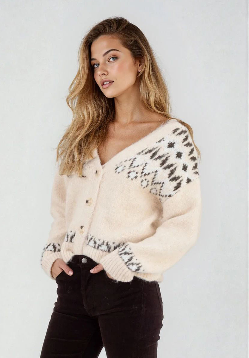 BABSI - FAIRISLE FANCY YARN CARDIGAN