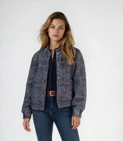 BRYNN - PLAID BOUCLE BOMBER JACKET